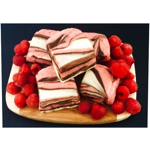 Betsy's Fancy Fudge & Bon Bon's Betsy's Fancy Fudge Raspberry Chocolate Swirl Fudge, Gluten Free Fresh Fudge, 1 LB in 4 Wrapped Squares, Gourmet Artisan Candy, Great Gift
