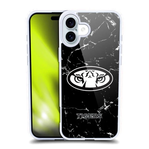 Head Case Designs Officially Licensed Auburn University AU Black and White Marble Soft Gel Case Compatible with Apple iPhone 16 Plus