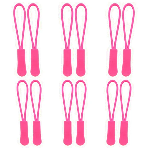 CEEYSEE 50 Pieces Zipper Pulls Replacement 66mm Zipper Tab Tags Zips Pull Helper Cord Extension Fixer for Luggage, Bag, Jackets (LLS/Dark Pink)