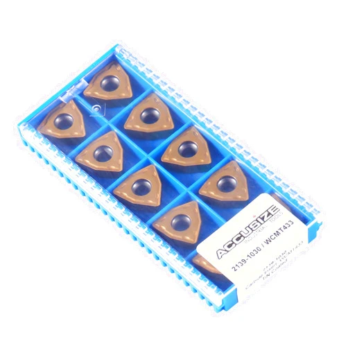 Accusize Industrial Tools WCMT433 Inserts, TiN Coated, Carbide, Cutting Steel, 10 Pc Set, 2139-1030x10