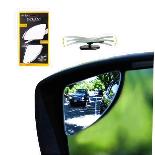 Safe View Company Blind Spot Mirrors for Cars - by Safe View Company - Change Lanes w Confidence - Made from Real Convex Glass - Long Lasting - Easy Peel & Stick (Superfan)