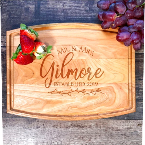 CUSTOMIZEFAST Wedding Board. Cutting Board Personalized. Mr and Mrs gifts. Cutting Boards For Kitchen. Wedding Gift. Personalized Boards. Custom. (Cherry Wood, 9