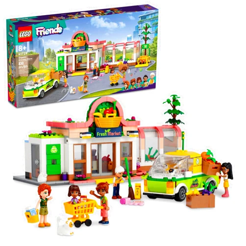 LEGO Friends Organic Grocery Store 41729, Supermarket Toy Shop for Girls and Boys 8 Plus Years Old, Playset with Truck & 4 Mini-Dolls