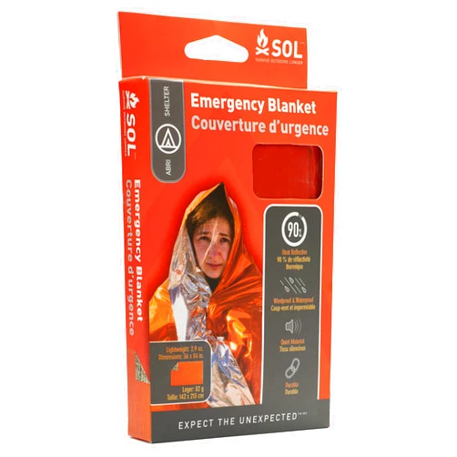 Adventure S.O.L. Survive Outdoors Longer 90 Percent Heat Reflective Emergency Blanket