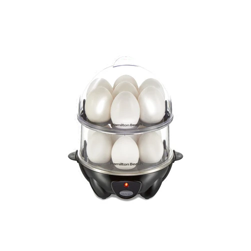 Hamilton Beach 3-in-1 Electric Egg Cooker for Hard Boiled Eggs, Poacher, Omelet Maker & Vegetable Steamer, Holds 14, Black (25508)