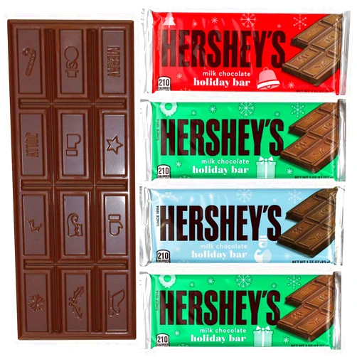 Taboom Hershey's Milk Chocolate Holiday Bars - 4 Count of Individually Wrapped Chocolate Bars Full Size Candy Melt in Your Mouth Indulgence - Delicious Candy Bars Chocolate for Kids and Adults, 1.55oz Each