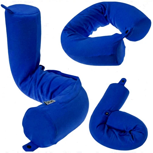 Dot&Dot Twist Memory Foam Travel Pillow for Airplanes - Travel Neck Pillow for Sleeping - Airplane Pillow for Neck Support - Adjustable, Bendable Neck Roll Pillow (Sapphire, One Size)