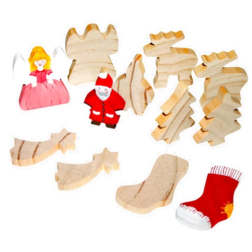 EDUPLAY 210053 Wooden Figures Christmas 12Er Bastel-Sets, Multi Colour