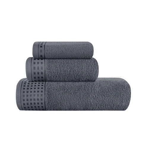 GLAMBURG Ultra Soft 3 Pack Cotton Towel Set, Contains a Bath Towel 28x55 inch, a Hand Towel 16x24 inch & a Wash Coth 12x12 inch, Ideal Everyday use, Compact & Lightweight - Charcoal Grey