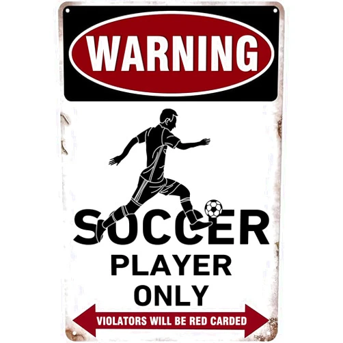 Stmoau Boys & Girls Soccer Room Decor, Soccer Gifts, Men Bedroom Wall Soccer Sign, Metal Soccer Player Only Signs