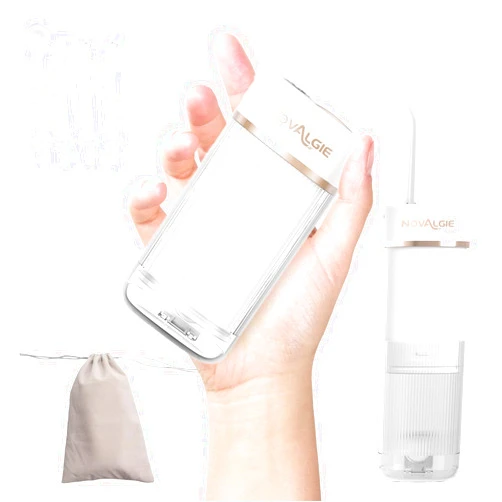 Novalgie Portable Water Flosser Travel: Mini Cordless Oral Irrigator with Telescopic 180ML Tank 3 Mode 5 Nozzles, IPX7 Waterproof Teeth Cleaner for Braces, Orthodontic, Sensitive Gums Home