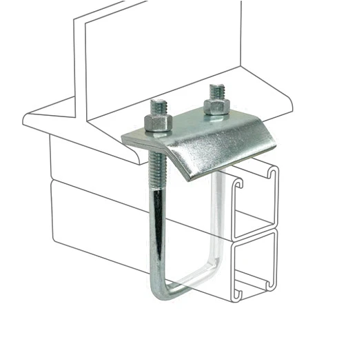 A.A 2 Pack Strut to Beam Clamp with Square U-Bolt and Nuts, 2-7/16
