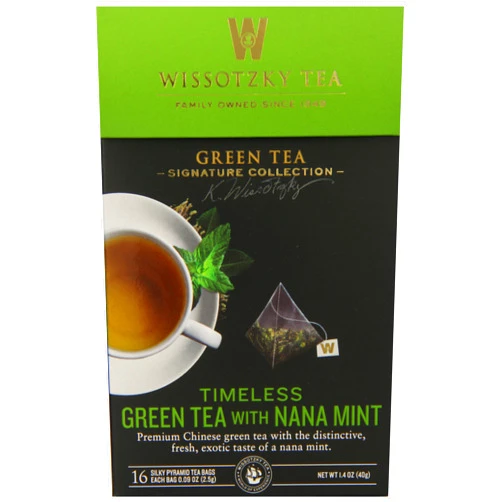 Wissotzky the Signature Collection Tea, Timeless Green Tea with Nana Mint, 16 Count (Pack of 6)