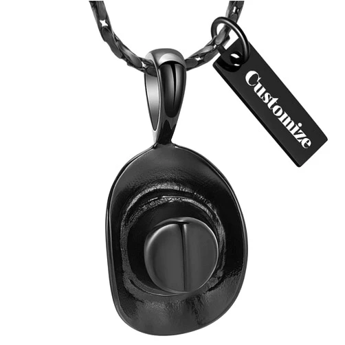 Imrsanl Cowboy Hat Cremation Jewelry Urn Necklace Pendants for Ashes Stainless Steel Backpack Memorial Urn Necklace Keepsake Jewelry for Ashes