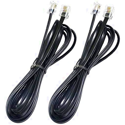 GLIAN Phone Cord,Glian 2 Pack 6P4C 2M 6.5ft Black Phone Telephone Extension Cord Cable Line Wire RJ11 Modular Plug for Landline Telephone Modem Accessory