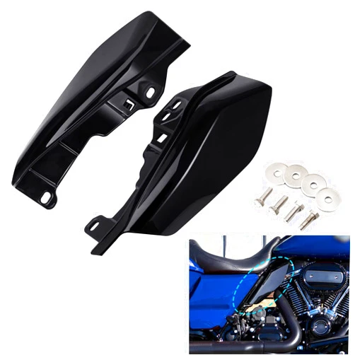ANONEMOTO Gloss Black Mid Frame Air Deflector, Heat Shield Deflector Compatible for Harley Davidson Touring 2009-2024 Road Glide Street Glid Road King (Black)