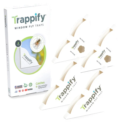 Trappify Fly Trap Indoor: Window Fly Traps for Home | Fruit Fly Traps for Indoors, Gnat Traps for House Indoor | Disposable Fly Trap with Sticky Adhesive Strips | Inside Bug Catchers (4 Pack)