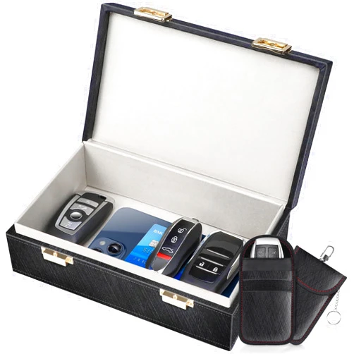 Samfolk Faraday Box & 2 Pack Faraday Bag, Faraday Cage Key Fob Protector, Signal Blocking Box Faraday Key Fob Protector Anti Theft Faraday Pouch for Car Keys Keyless Entry Car Key Protector
