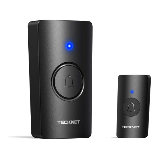 TECKNET Wireless Doorbell 1312FT, IP67 Waterproof Classroom Doorbell Battery-Powered Door Bell, 60 Chimes 5-Level Volume, 4.5-year Battery Life, Electric Doorbells No Plug-in Required for Home