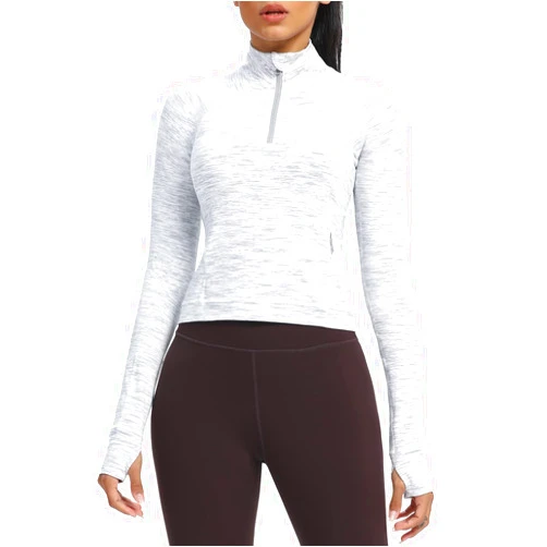 AVGO Workout Jackets for Women Slim Fit Cropped Running Jackets with Thumb Holes Half Zip Athletic Tops