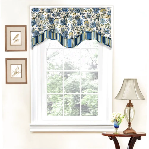 Waverly Traditions Navarra Farmhouse Scalloped Rod Pocket Valance for Windows in Bedroom, Kitchen, or Living Room, 52