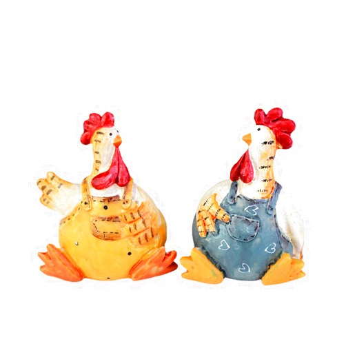 Quekas Chicken Statue Pack 2 Chicken Figurine Chicken Shape Craft Decorative Miniature Lovely Figurines Garden Home Decoration Easter Valentine