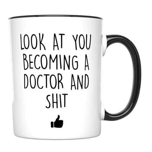 YouNique Designs Future Doctor Coffee Mug, 11 Ounces, White, Funny Medical Student Cup, Med School Mug, Medical School (Black Handle)