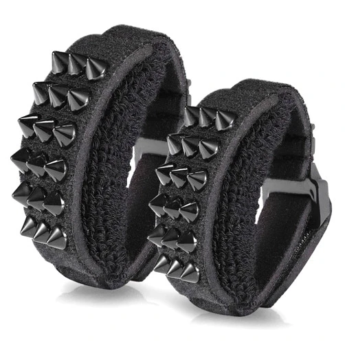 Facmogu 2PCS Punk Style Guitar String Mute Dampener, Guitar String Cover Tape with Rivets for Musical Instrument Accessories, String Cover Belt Compatible with Electric Acoustic Guitar Bass