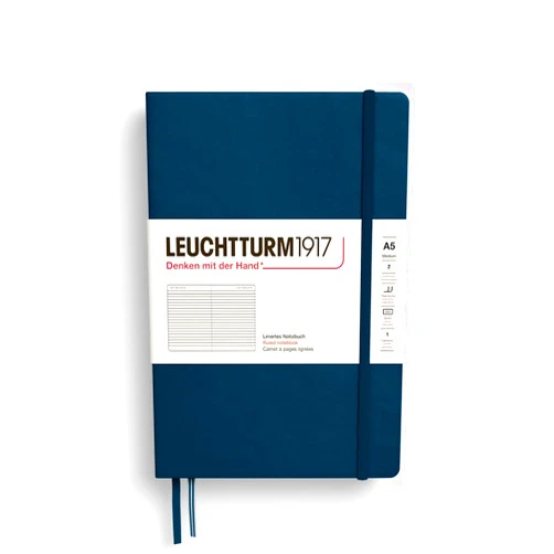 LEUCHTTURM1917 - Notebook Hardcover Medium A5-251 Numbered Pages for Writing and Journaling - Thinking Ahead (Ruled Paper, Deep Sea)