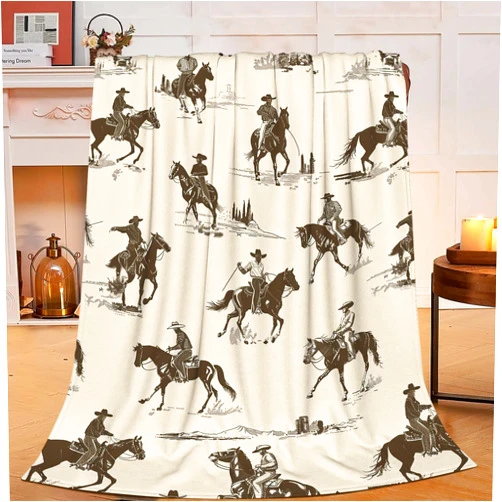 Lgihqey Horse Western Cowboy Throw Blanket Cowgirl Western Riding Horse Gifts for Kids Girls Boys Adults Women Men Soft Cozy Warm Plush Fluffy Fuzzy Fleece Blanket Birthday Festival Decor 40''X50''