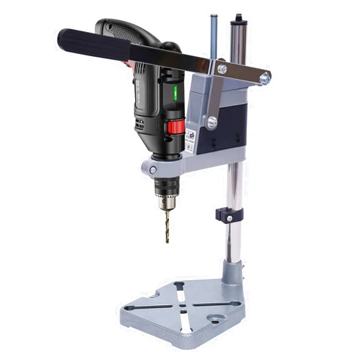 Ringmaster Portable Drill Press Stand Table for drill workbench repair tool, Dual-hole Electric Adjustable Drill Press Stand Bench Clamp Desktop Drill Holder for Drilling Collet (φ38-43mm)