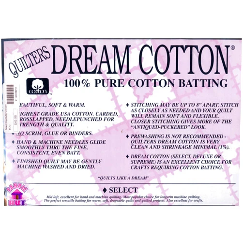 Fabric Hut Quilters Dream Natural Cotton Batting Select Loft - Throw (One Pack)