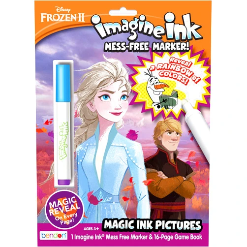 Disney Frozen 2 Elsa and Kristoff Imagine Ink Magic Ink 16-Page Coloring Book and Mess-Free Marker 45819, Bendon