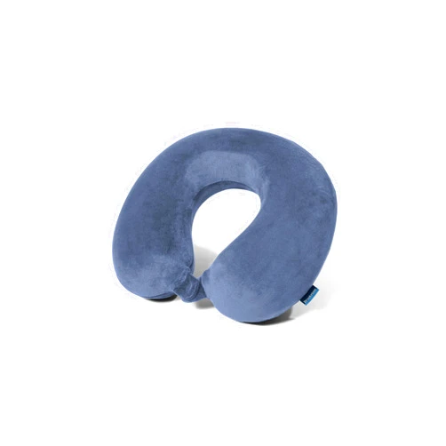 Brookstone Memory Foam Travel Neck Pillow for Vacations, Airplanes, Trains, Buses, and Cars, Size One Size, Denim Blue