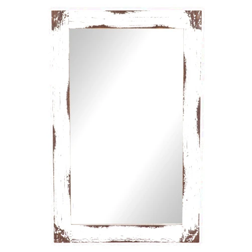 Patton Wall Décor Patton Wall Decor 24x36 Distressed White Reclaimed Wood Wall Mirror