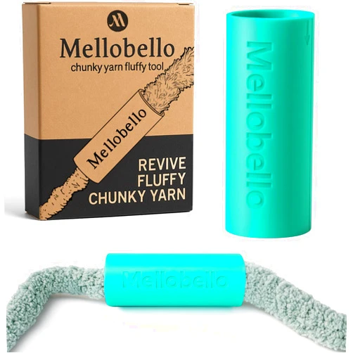 Mellobello Chunky Yarn Fluffer - Efficient Fluffing Tool for Jumbo Bulky Chenille Yarn - Essential Revive Accessory for Hand Knitting & Blanket Crocheting,Green