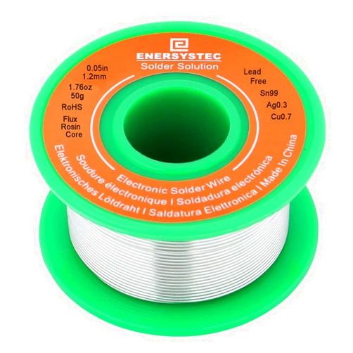 E ENERSYSTEC Lead Free Electronics Soldering Wire 1.2mm 50g, Rosin Flux Core Electrical Solder Wire Sn99 Ag0.3 Cu0.7 Electric Soldering Alloy Solder No Clean 0.05 Electronic Soldering
