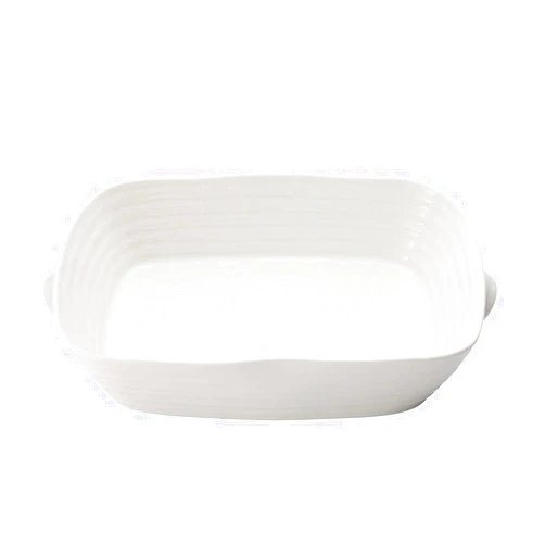 Portmeirion Sophie Conran White Medium Handled Rectangular Roasting Dish - 15 x 11 Inch, 3 Quart Fine Porcelain Bakeware - Oven, Microwave, Freezer & Dishwasher Safe Cookware