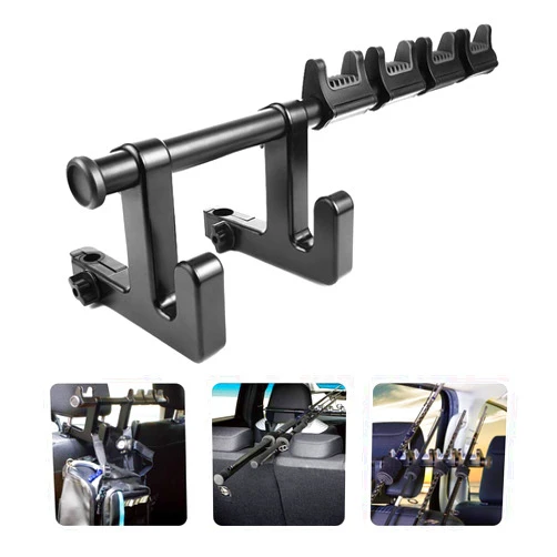 LITTLEMOLE Car Fishing Rod Holder with Seat Hook, Multifunctional Fishing Pole Rod Rack, Car Headrest Hooks Hanger Holder for Bag, Purse, Cloth, Grocery
