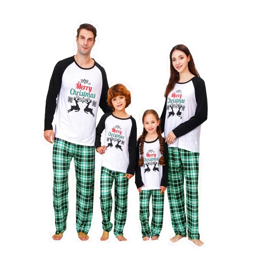 VNVNE Family Matching Christmas Pajamas Sets,Holiday Casual Xmas PJs Set Classic Long Sleeved with Long Pants Sleepwear