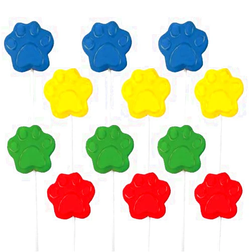 RBBZ Party Paw Print Lollipops, Individually Wrapped Candy Suckers - Birthday Party Favors for Kids, Dog Patrol Goodie Bags and Candy Buffet (12-Pieces)
