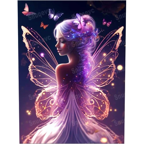 Snuqevc Purple Butterfly Fairy 1000-Piece Wooden Jigsaw Puzzle - Letters on The Back -Perfect Interlocking Clear Printing - Adults Educational Puzzle Ideal Gift - Display as Artwork Idea!