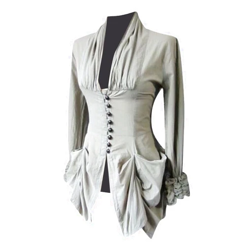 SNKSDGM Womens Gothic Steampunk Jacket Vintage Lace Victorian Medieval Costumes Waistcoat Jacket Long Trench Coat Tailcoat
