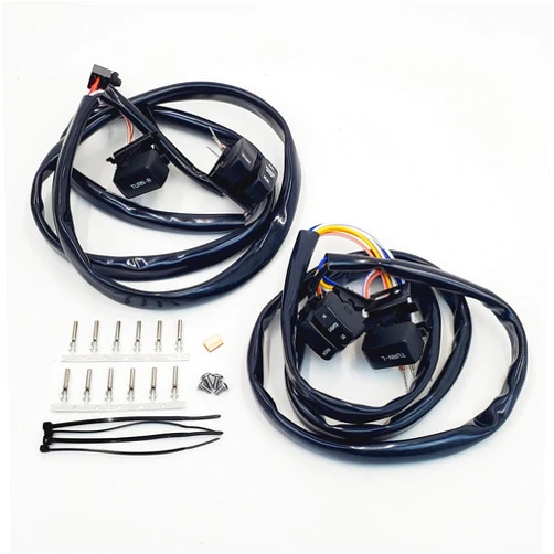 Billet Proof Designs Handlebar Wiring Harness Kit with BLACK Switches for 1996-2006 Harley Touring, Softail, Dyna, V-Rod, FXR & Sportster – With Hardware, Zip-ties, Heat Shrink, Molex Connectors, Wiring Diagram – 48” Long