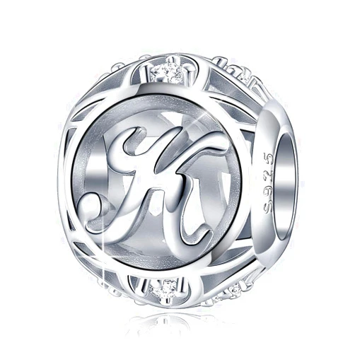 FOREVER QUEEN Letter Initial A-Z Alphabet Charm Dangle for Bracelet Necklace - 925 Sterling Silver CZ Beads Personalized Gift Jewelry