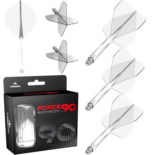 Mission Darts Force 90 | Integrated Precision Moulded Dart Flight And Shaft System, Pack of 3 Professional Durable 2-In-1 Combined Dart Flights And Stems | Standard No.2