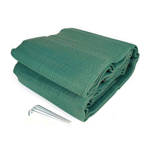 Camco Durable Reversible RV Camper Awning Mat - Keeps Dirt From Being Tracked - Perfect for Campsites, Beaches, Picnics 9' X 12'- Green (42820)