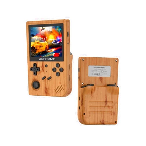 Voacle RG351V Handheld Game Console , Open Source System Built-in WiFi Online Sparring 64G TF Card 2500 Classic Games , 3.5inch IPS Screen Retro Game Console (Wood Grain-New)