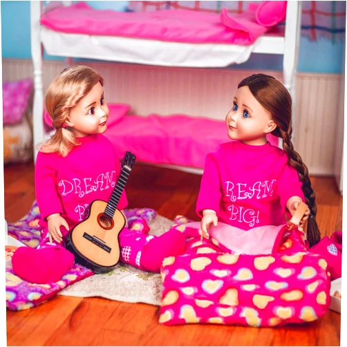 THE QUEEN'S TREASURES 18 Inch Doll Accessories, Set of 2 Soft Sleeping Bag Bedding (1 Pink and 1 Purple), Compatible with American Girl