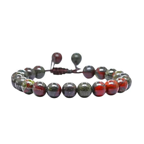 Amazing Gemstone Dragon Bloodstone Bracelet for Women Men's Gifts - Protection Healing Crystal Bracelet - 8mm Gemstone Beaded Adjustable Bracelet Pulseras Para Hombres Mujer Stocking Stuffers